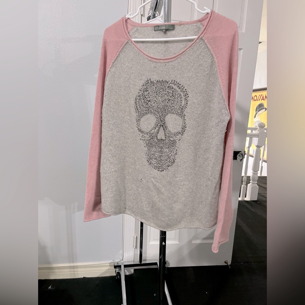 Rare! 27 Miles Malibu Cashmere Skull Sweater, worn once